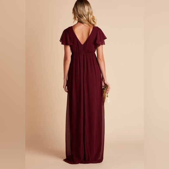 Birdy Grey HANNAH EMPIRE DRESS CHIFFON CABERNET XS NEW NWT BRIDESMAID SLIT - Picture 2 of 5